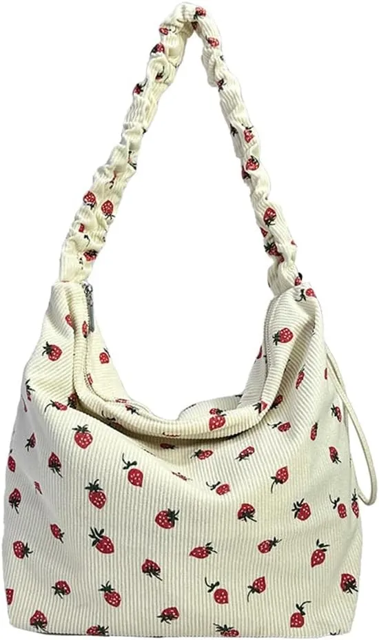 Strawberry Shoulder Bag for Women Cute Tote Purse Messenger Bag Large Capacity Tote Handbag Strawberry Purse Satchel