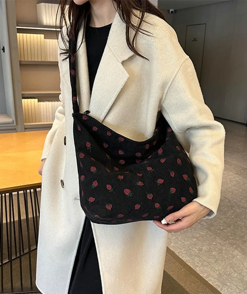 Strawberry Shoulder Bag for Women Cute Tote Purse Messenger Bag Large Capacity Tote Handbag Strawberry Purse Satchel
