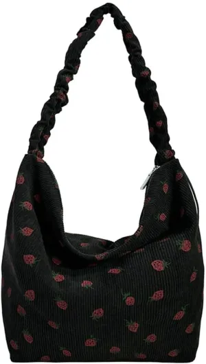 Strawberry Shoulder Bag for Women Cute Tote Purse Messenger Bag Large Capacity Tote Handbag Strawberry Purse Satchel