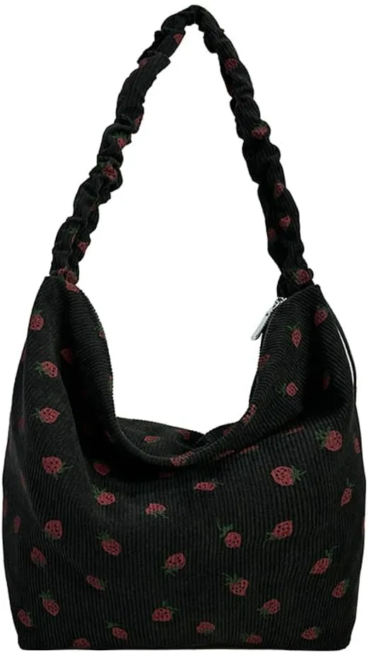 Strawberry Shoulder Bag for Women Cute Tote Purse Messenger Bag Large Capacity Tote Handbag Strawberry Purse Satchel