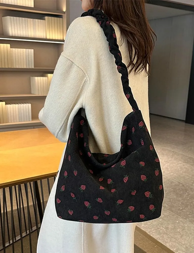 Strawberry Shoulder Bag for Women Cute Tote Purse Messenger Bag Large Capacity Tote Handbag Strawberry Purse Satchel