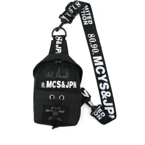 Street Crossbody Bag Cool Chest Shoulder Purse Freestyle Sling Bag Personality Hip-hop Phone Pouch, Black, One Size ??