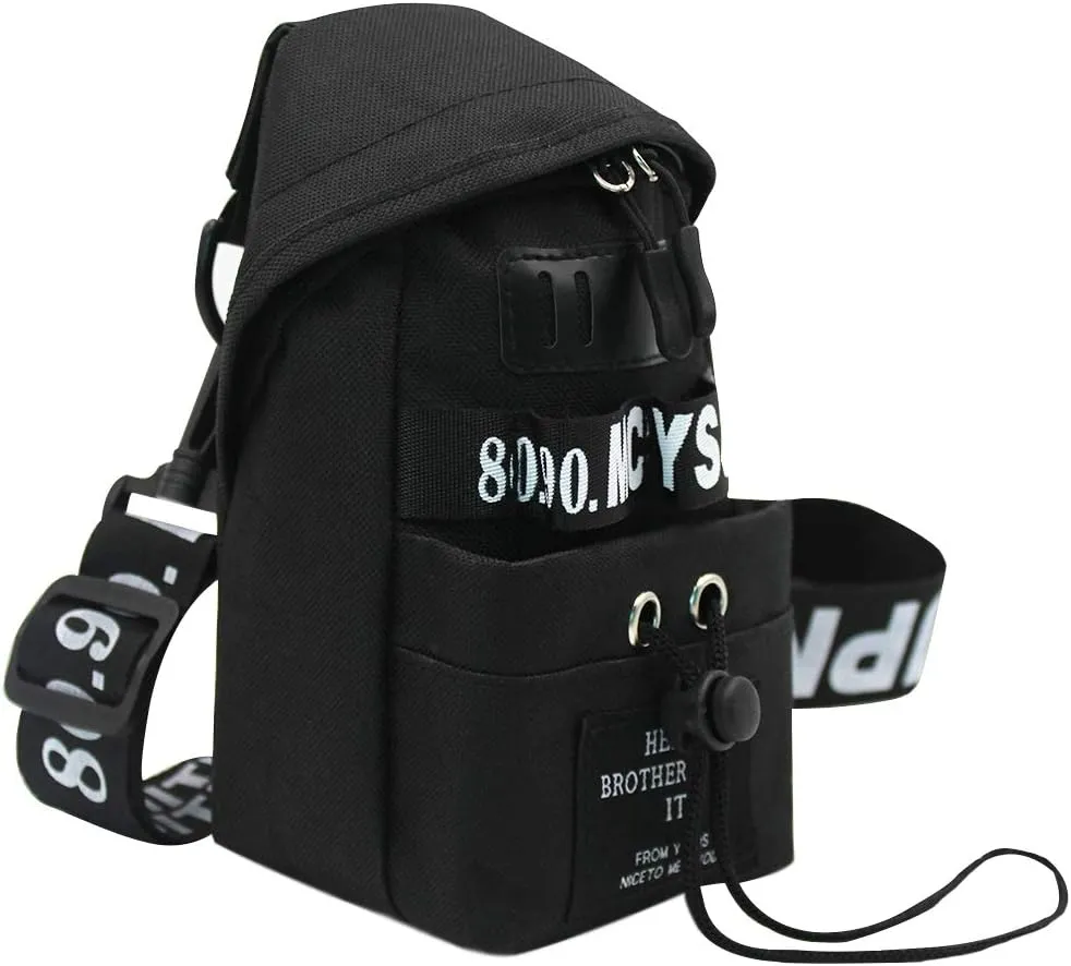 Street Crossbody Bag Cool Chest Shoulder Purse Freestyle Sling Bag Personality Hip-hop Phone Pouch, Black, One Size ??