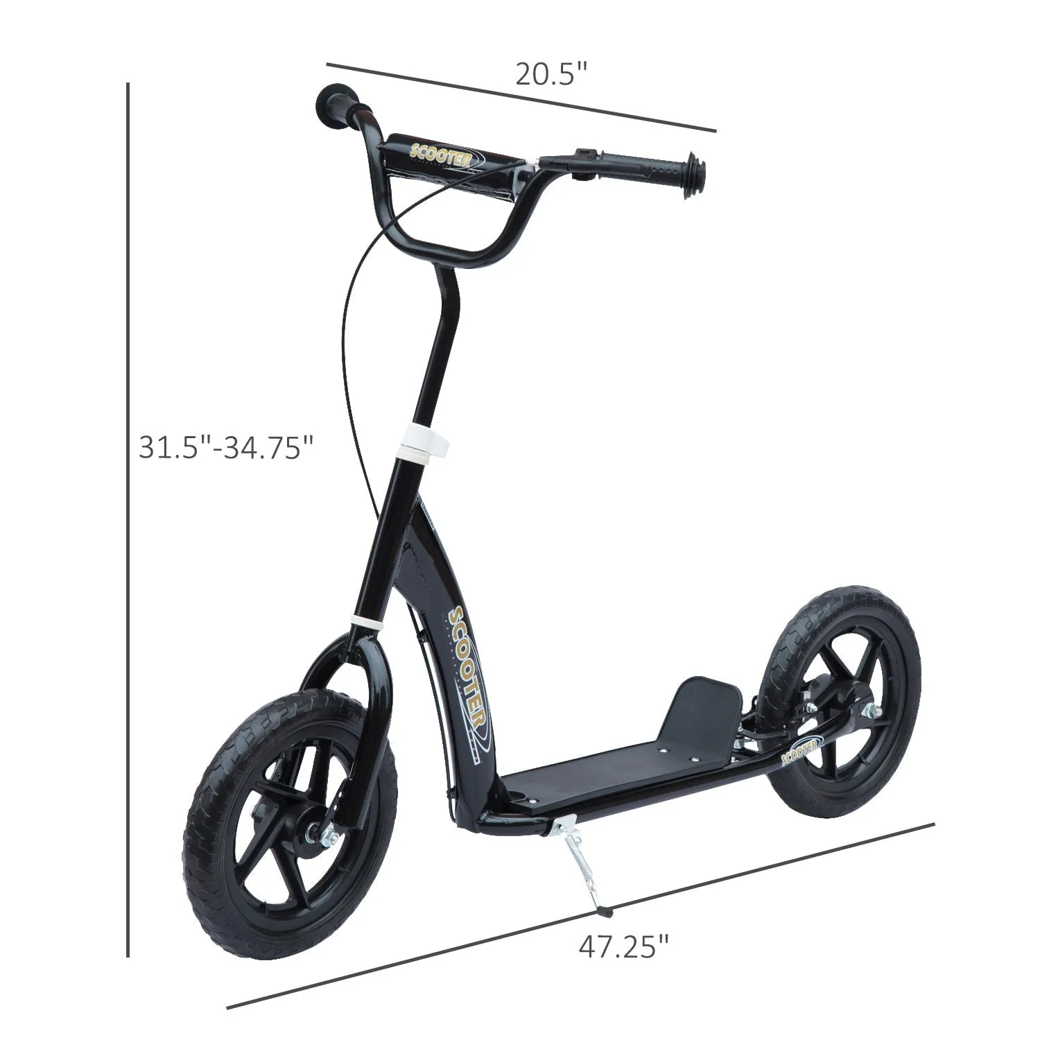 Street Cruiser: Kids Scooter Street Bike with 12" Tire for Ages 5 , Ride-On Toy, Black Finish