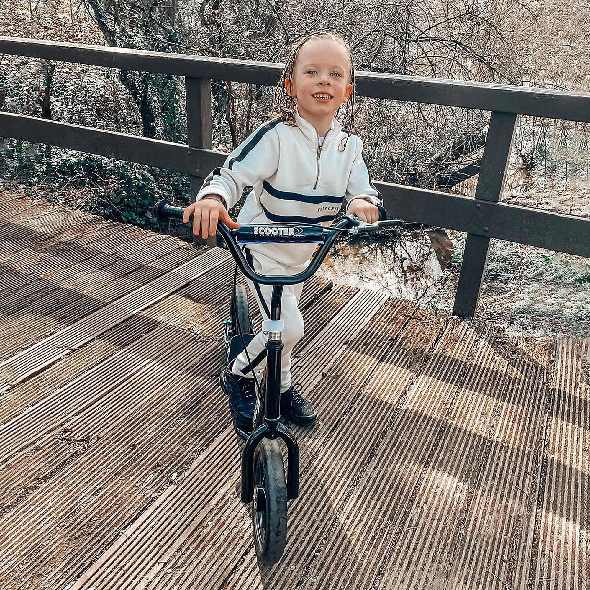 Street Cruiser: Kids Scooter Street Bike with 12" Tire for Ages 5 , Ride-On Toy, Black Finish