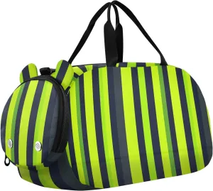 Stripes Lime Green Navy Blue Kids Duffel Bag with Shoes Compartment Large Capacity Travel Duffel with Adjustable Strap for Beach Swim Pool Sports bolsa para hombre