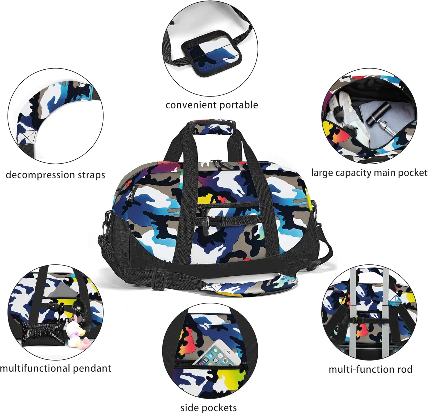 Stumdo Kids Overnighter Duffel Bags for kids, Carry-On Size & Ideal for School Practice or Overnight Travel Weekender Tote for Travel Gym Sport bag for Boys & Girls (11mchua)