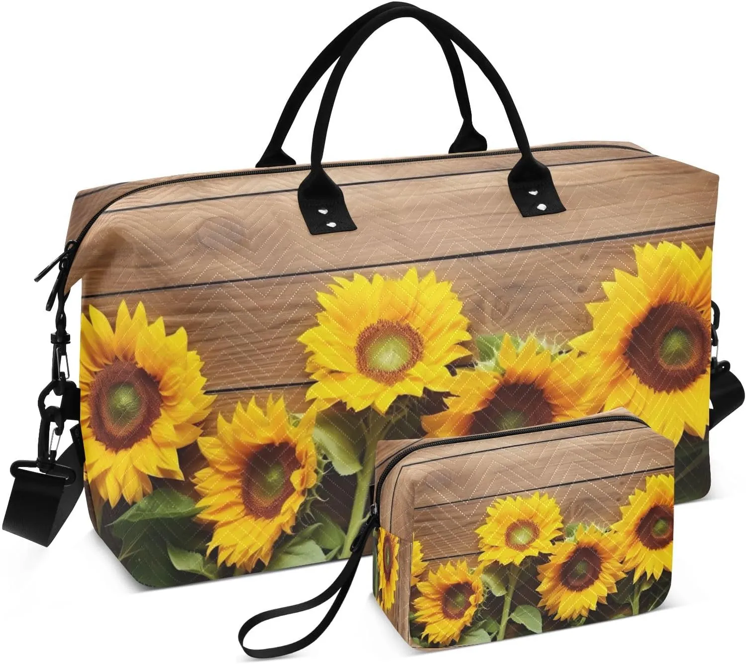 Sunflower Plank Sports Gym Bag for Women Men Travel Duffel Bag Weekend Overnight Carry on Bag with Toiletry Bag Yoga Bag for Yoga Workout Swimming Hospital Plane