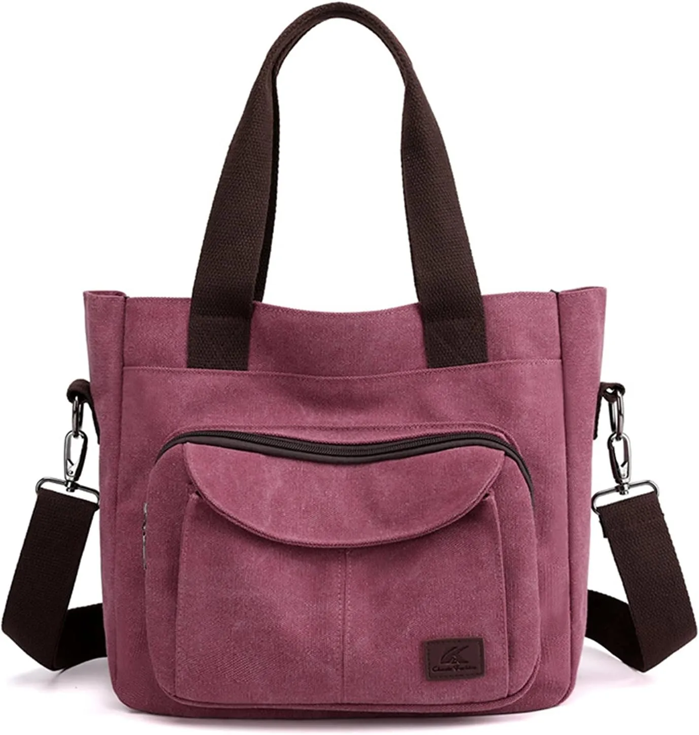 Sunshinejing Women's Canvas Tote Purse Shoulder Crossbody Bag Small Handbag Multi-pocket Top Handle Work Bags