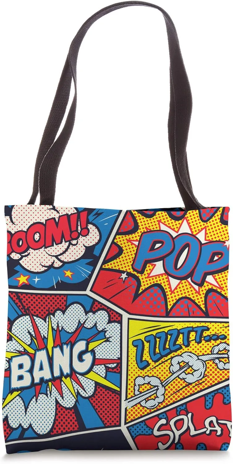 Super Hero Comic Book Pop Art Tote Bag