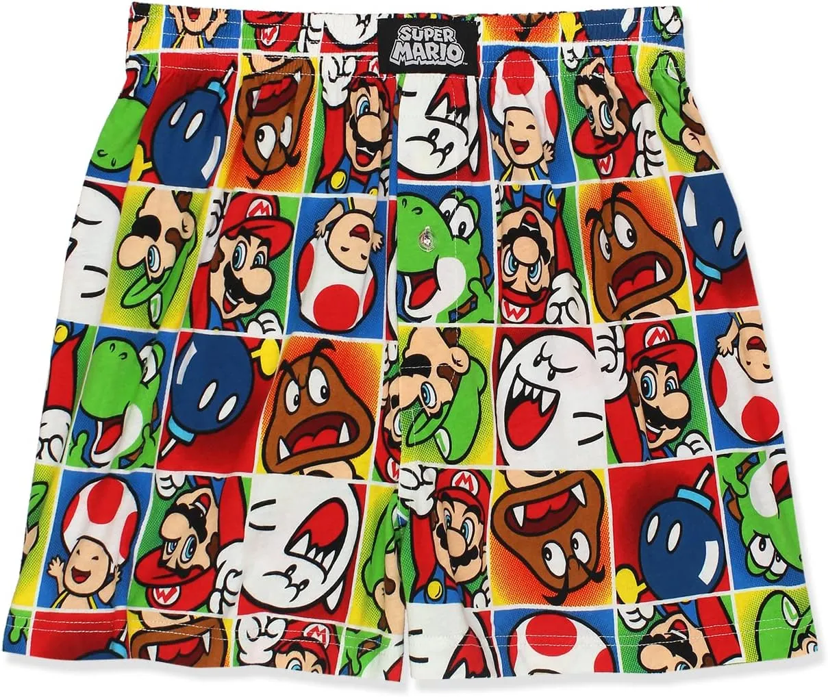 Super Mario Brothers Men's Button Fly Boxer Lounge Shorts