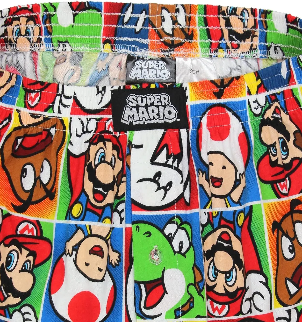 Super Mario Brothers Men's Button Fly Boxer Lounge Shorts