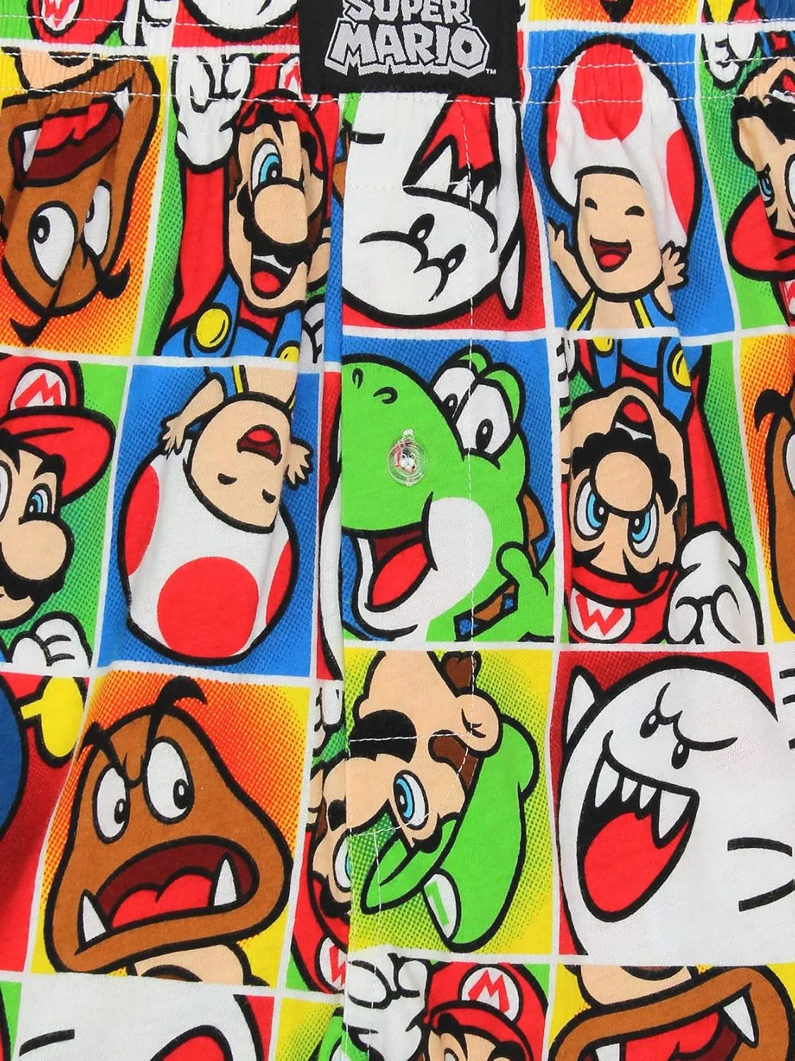 Super Mario Brothers Men's Button Fly Boxer Lounge Shorts