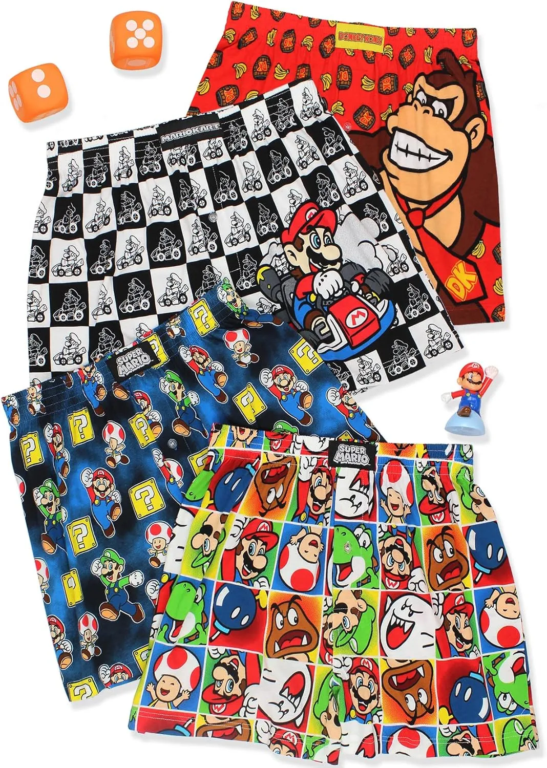 Super Mario Brothers Men's Button Fly Boxer Lounge Shorts