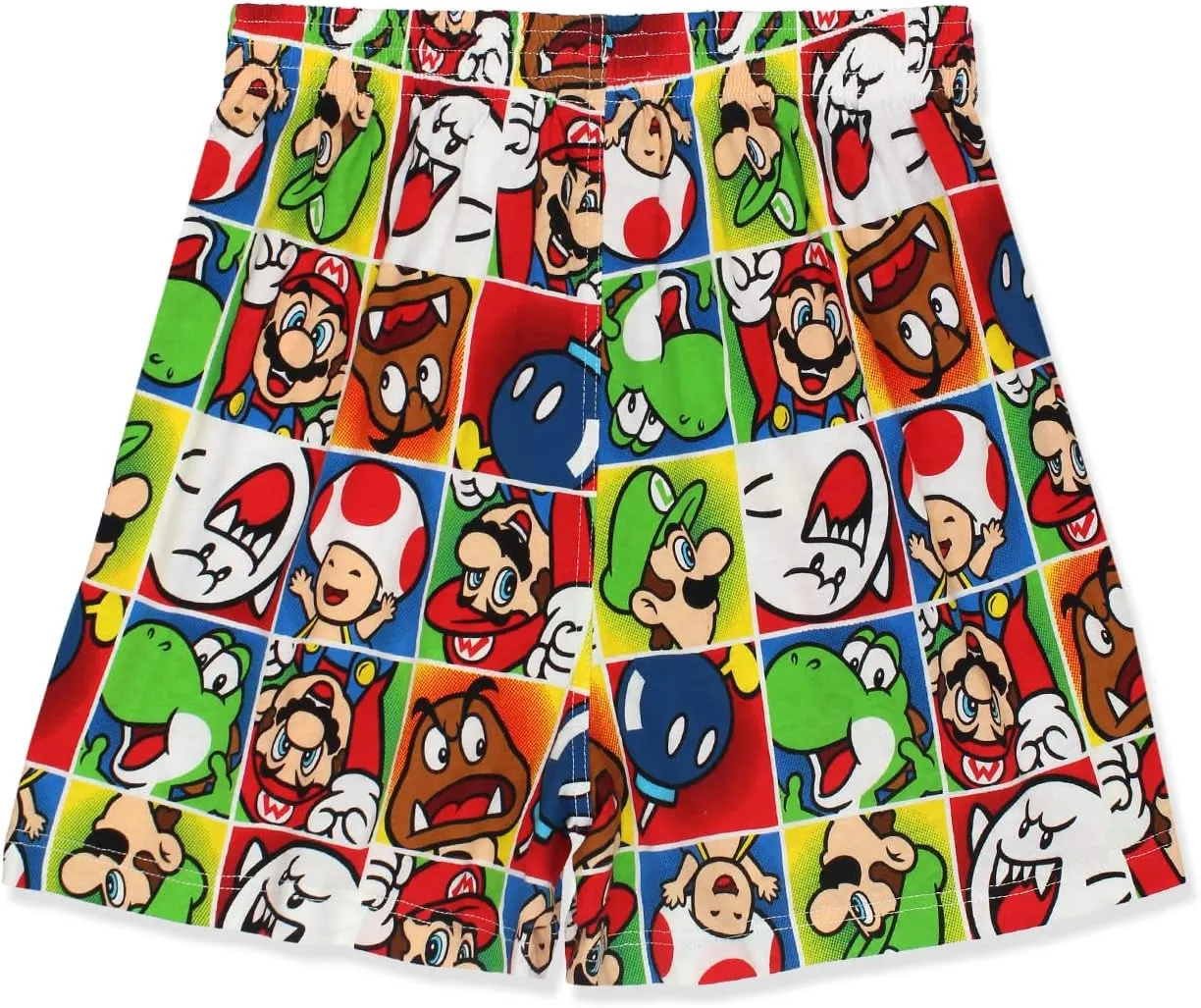 Super Mario Brothers Men's Button Fly Boxer Lounge Shorts