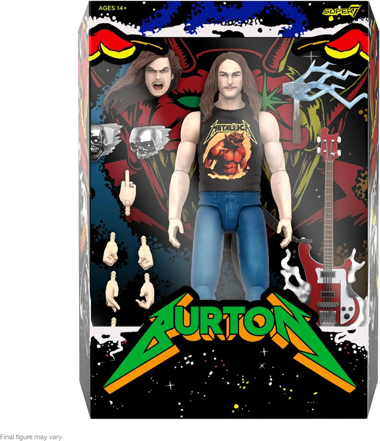 Super7 ULTIMATES! Cliff Burton (Superhero Poster) - 7" Action Figure with Accessories Heavy Metal Collectibles and Retro Toys