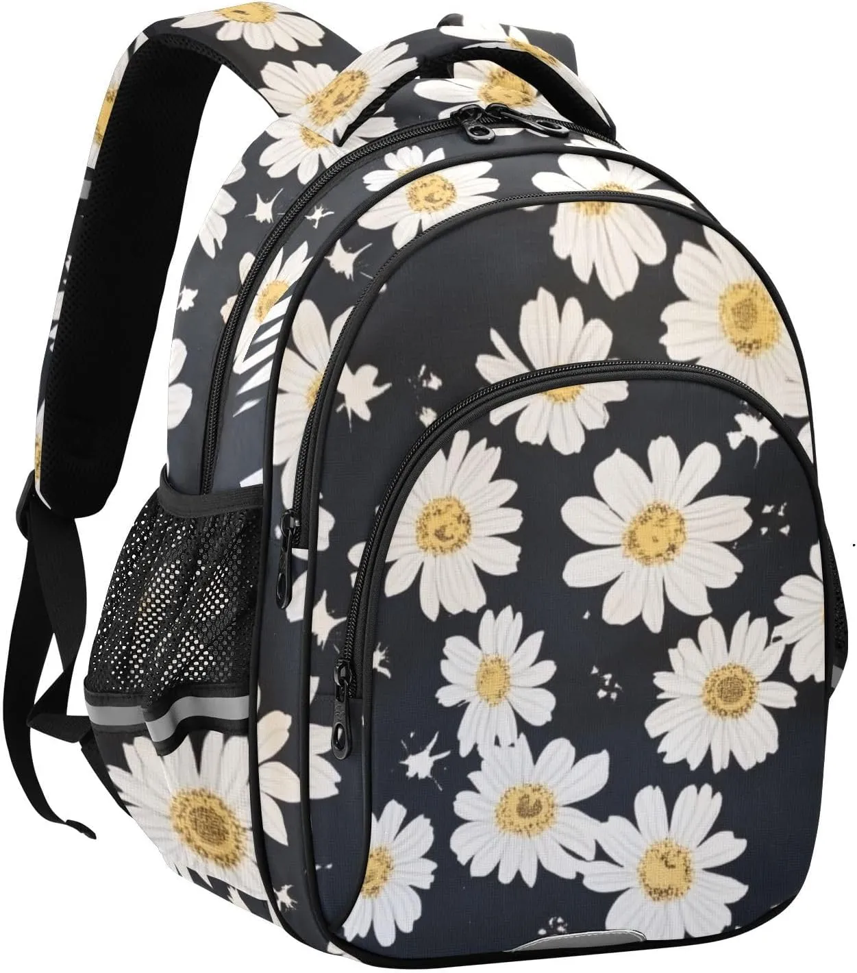 susiyo Little Daisy Print Double shoulders Backpack, zipper backpack, With compartments, Double side bag, for school