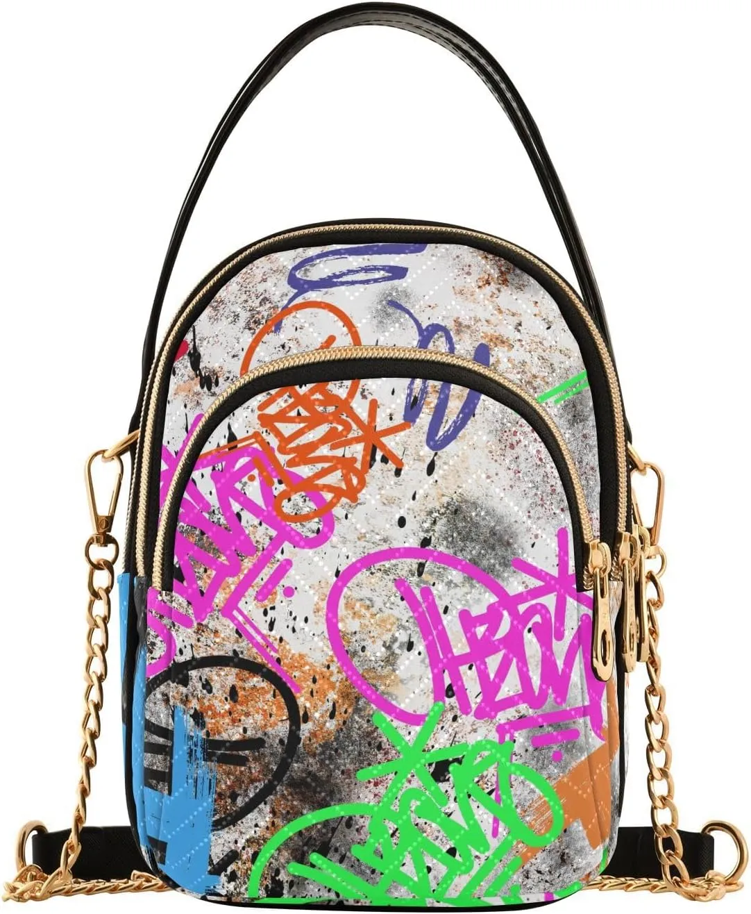 susiyo Urban Street Style Slogan Small Crossbody Bags Shoulder Bag for Women Multi Zipper Stylish Ladies Messenger Bags Phone Purse Handbag Wallet