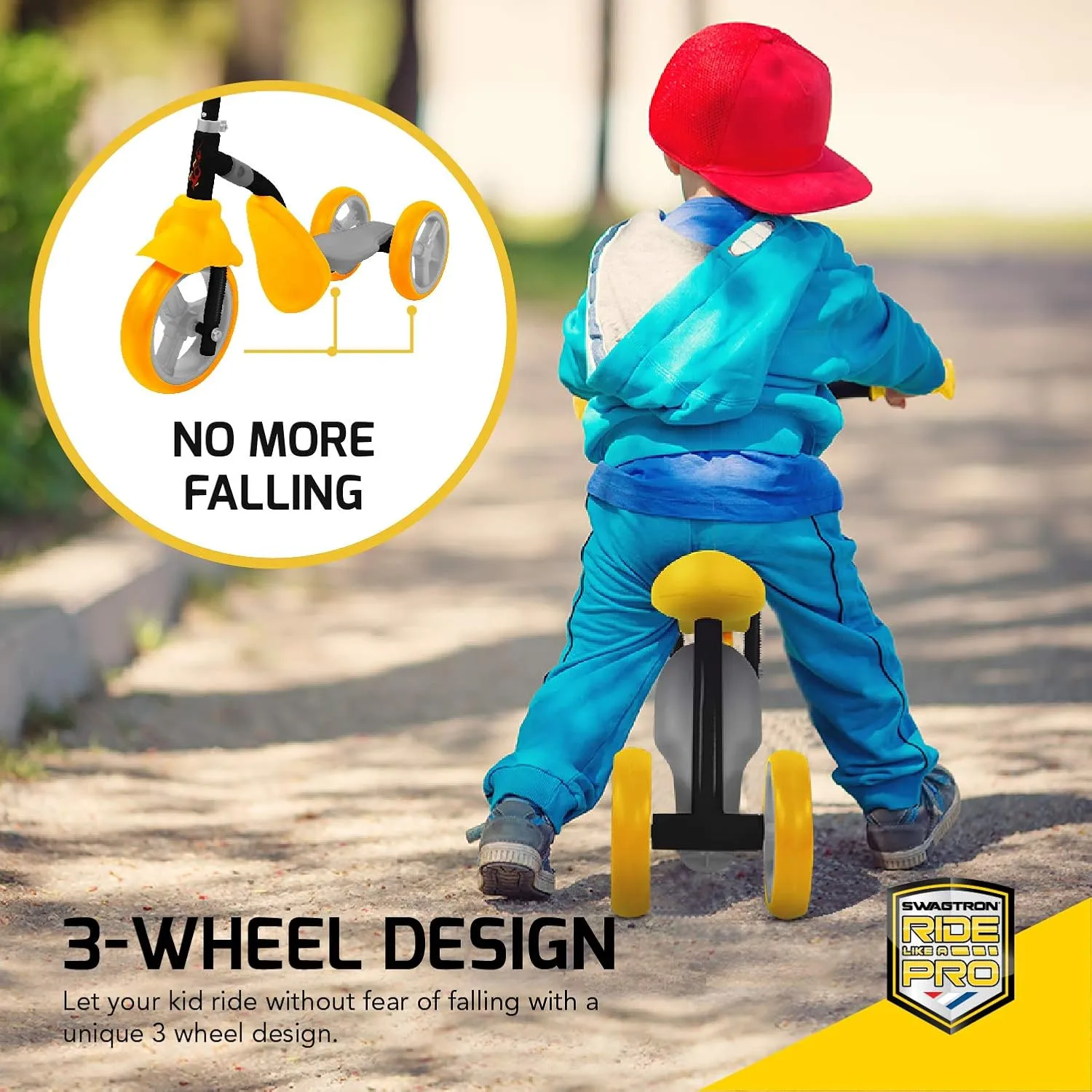 Swagtron K2 Three-Wheel Transforming Scooter & Balance Trike, 2-in-1 Adjustable Ride-On for Kids Age 2-5