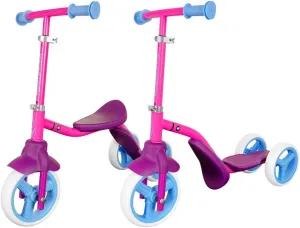 Swagtron K2 Three-Wheel Transforming Scooter & Balance Trike, 2-in-1 Adjustable Ride-On for Kids Age 2-5