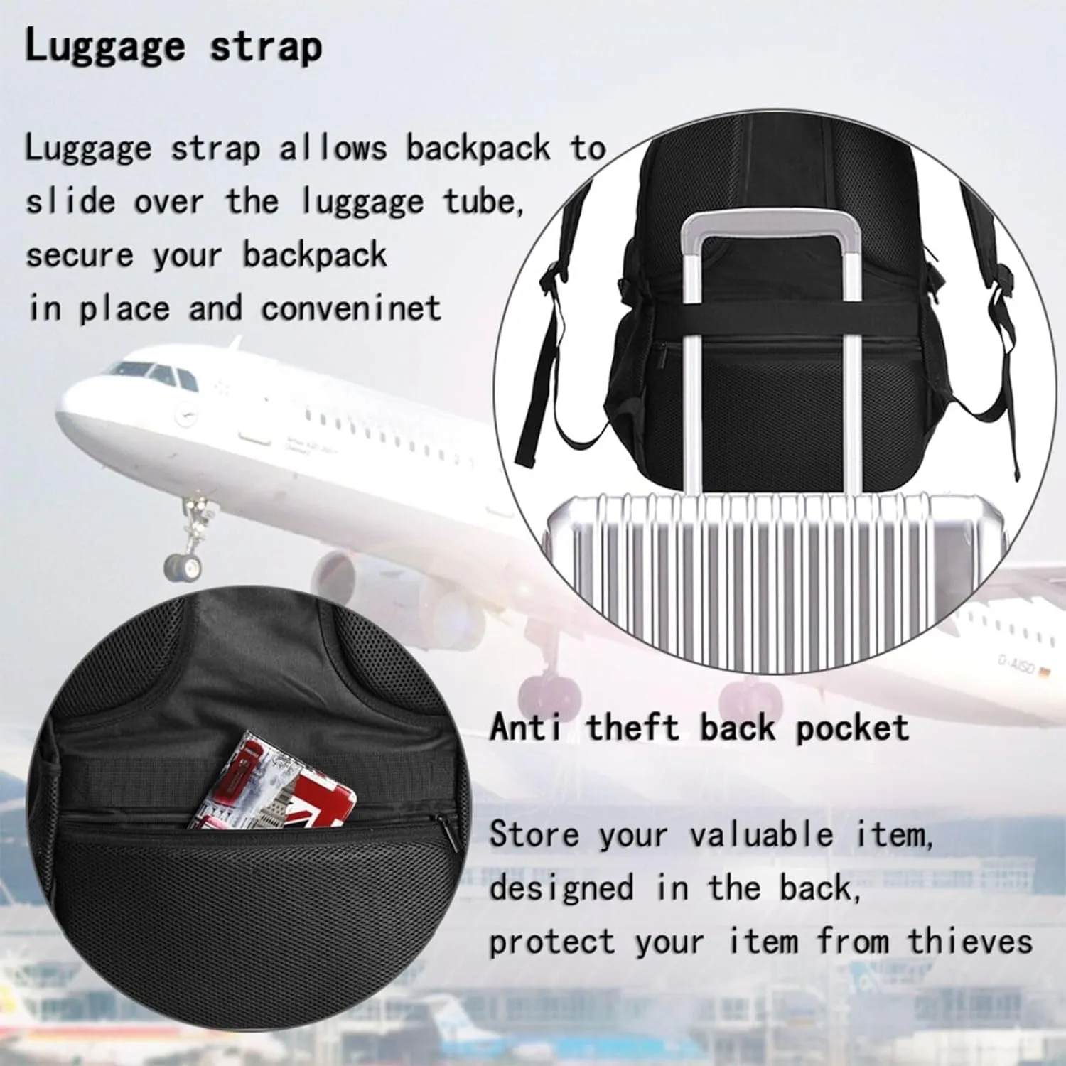 Swedish American Flag Sweden Roots Business Laptop Backpack Travel Backpacks Outdoor Rucksack Large Bag Daypack with USB Charging Port Multi-Pocket for Hiking Camping