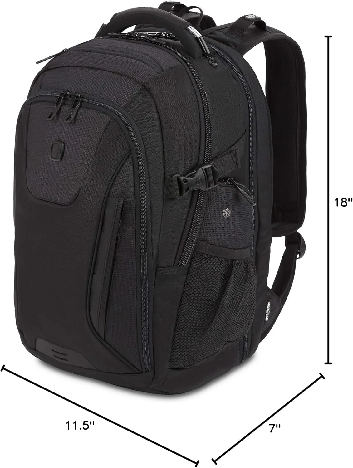 SwissGear Travel Tech Elite Laptop Backpack – Fits Laptops up to 16” – ScanSmart TSA-Friendly Backpack with USB Port, Shoe Compartment & Organizer Pockets – Black