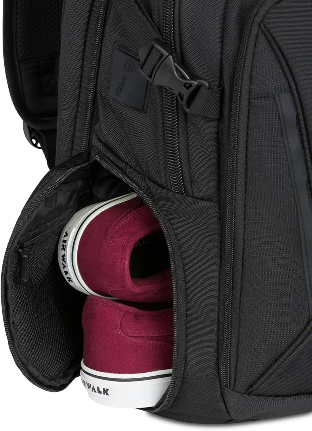 SwissGear Travel Tech Elite Laptop Backpack – Fits Laptops up to 16” – ScanSmart TSA-Friendly Backpack with USB Port, Shoe Compartment & Organizer Pockets – Black