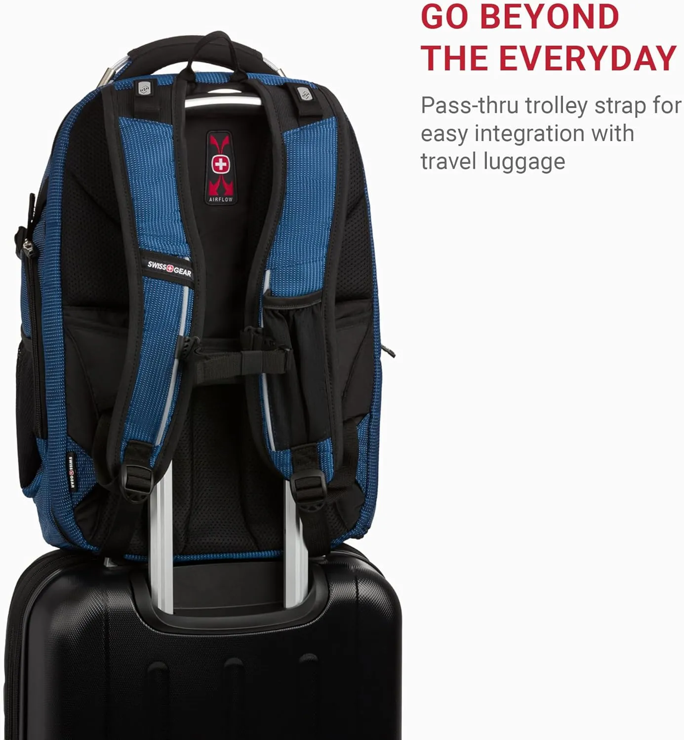 SwissGear Travel Tech Elite Laptop Backpack – Fits Laptops up to 16” – ScanSmart TSA-Friendly Backpack with USB Port, Shoe Compartment & Organizer Pockets – Blue/Black
