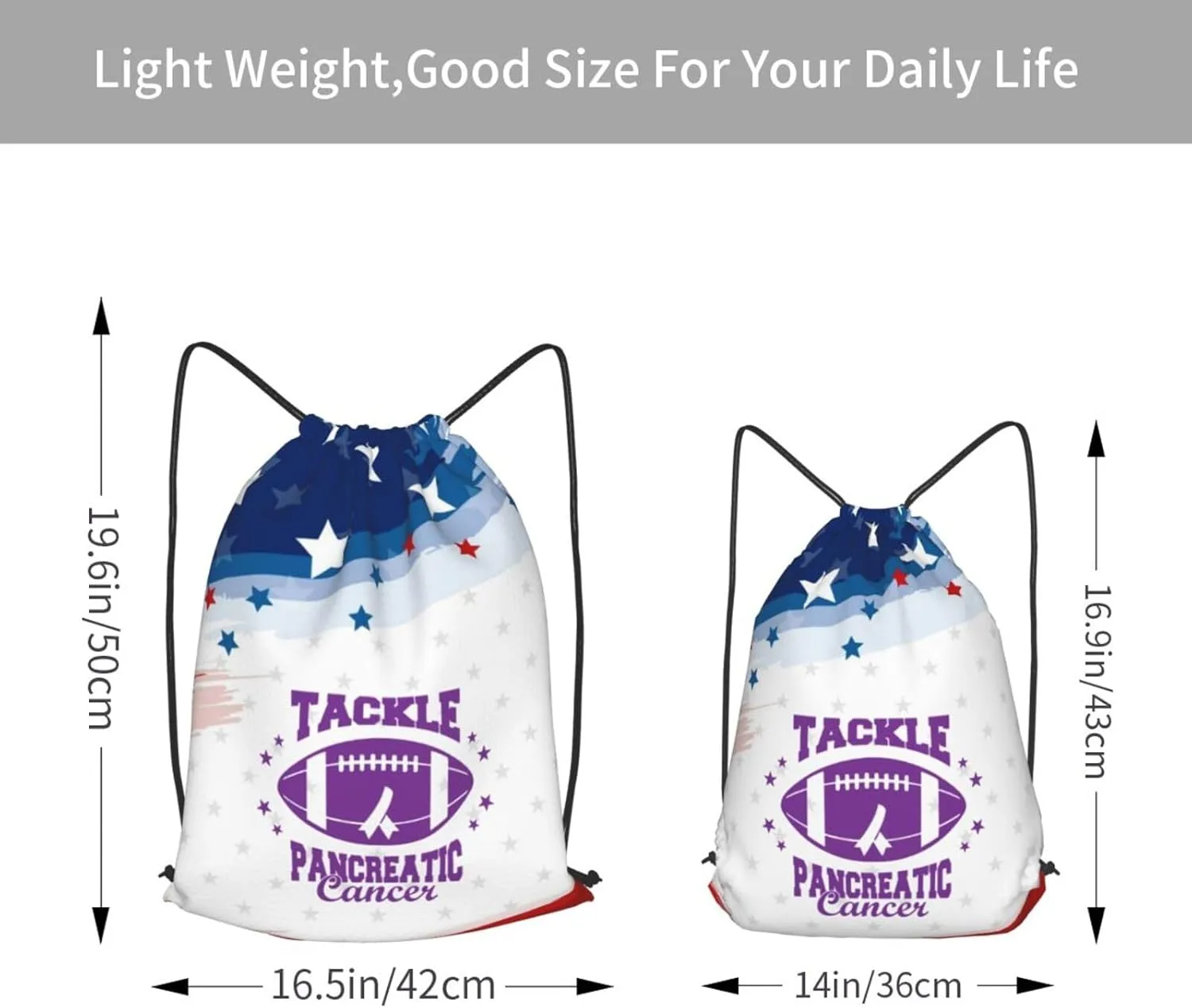 Tackle Pancreatic Cancer Gym Sackpack bag for mens womens, Drawstring bag for yoga Travel Hiking Camping daily use