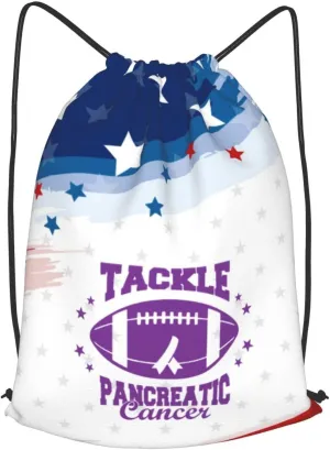 Tackle Pancreatic Cancer Gym Sackpack bag for mens womens, Drawstring bag for yoga Travel Hiking Camping daily use
