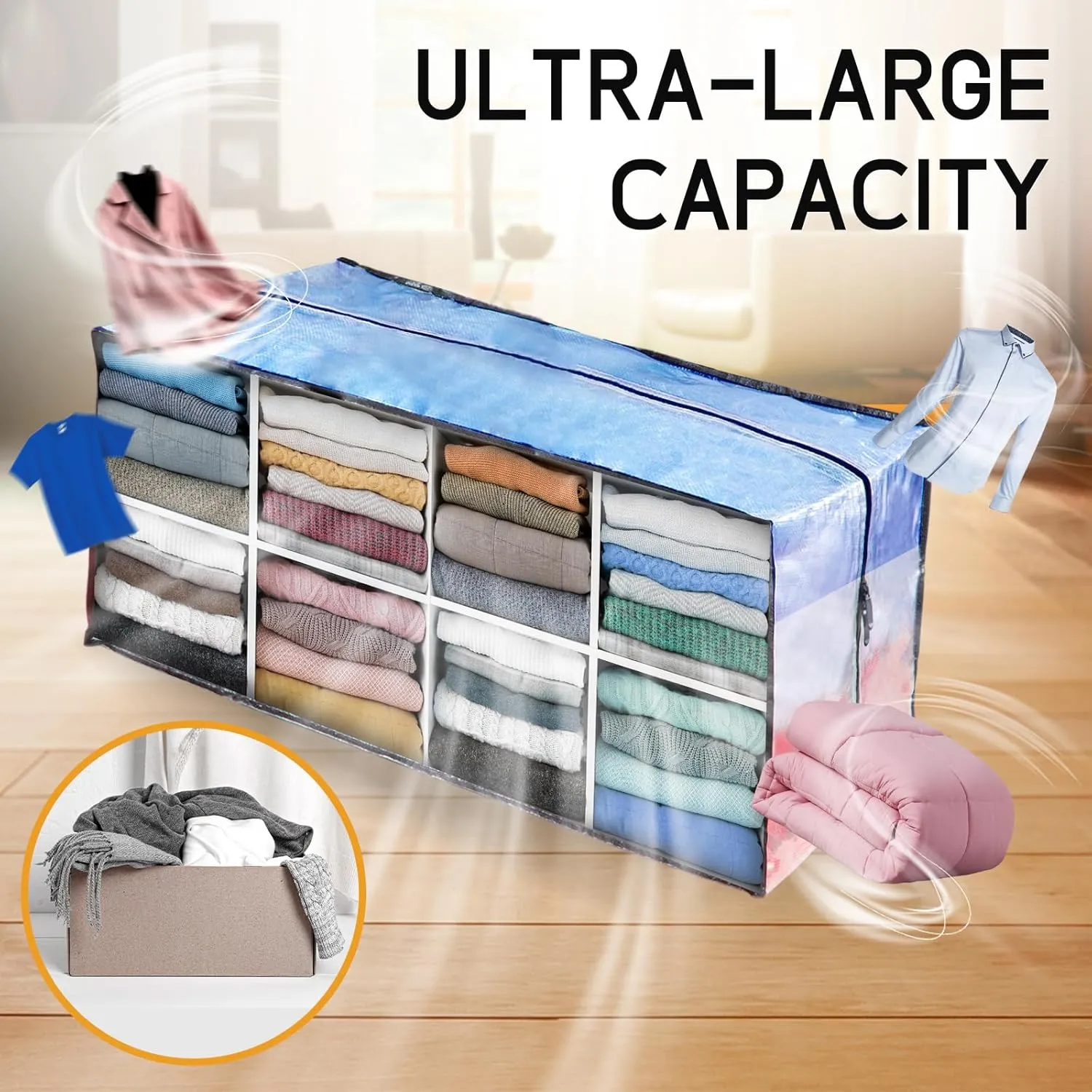 TAILI Heavy Duty Moving Bags, Clothing Storage Bags with Sturdy Zipper and Strong Handles, Clear Clothes Storage Bins, Extra Large Tote for Moving Supplies, Better than Boxes (6-Pack)
