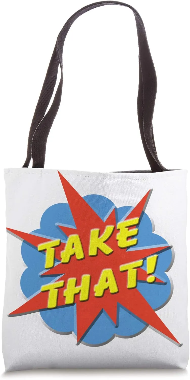 Take That Comic Book Character Cloud Shouting Lightning Bolt Tote Bag