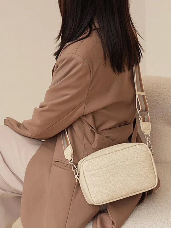 Textured Faux Leather Crossbody Messenger Bag