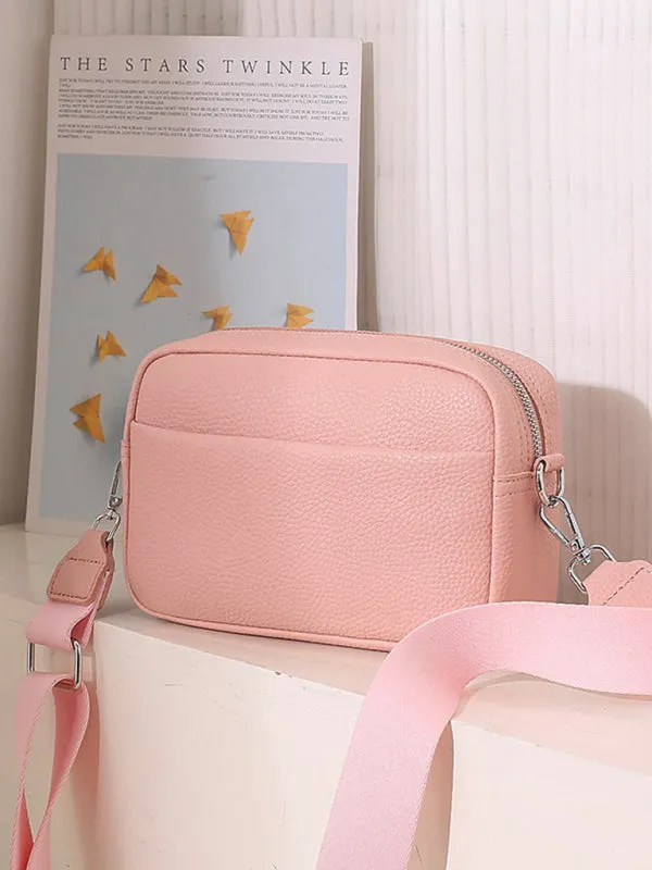 Textured Faux Leather Crossbody Messenger Bag