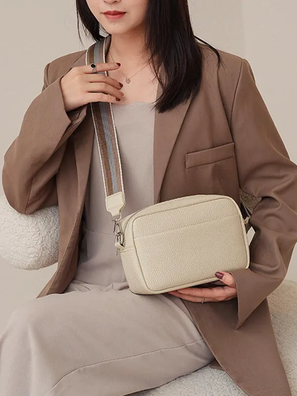 Textured Faux Leather Crossbody Messenger Bag