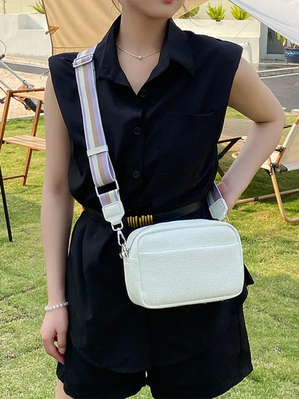 Textured Faux Leather Crossbody Messenger Bag