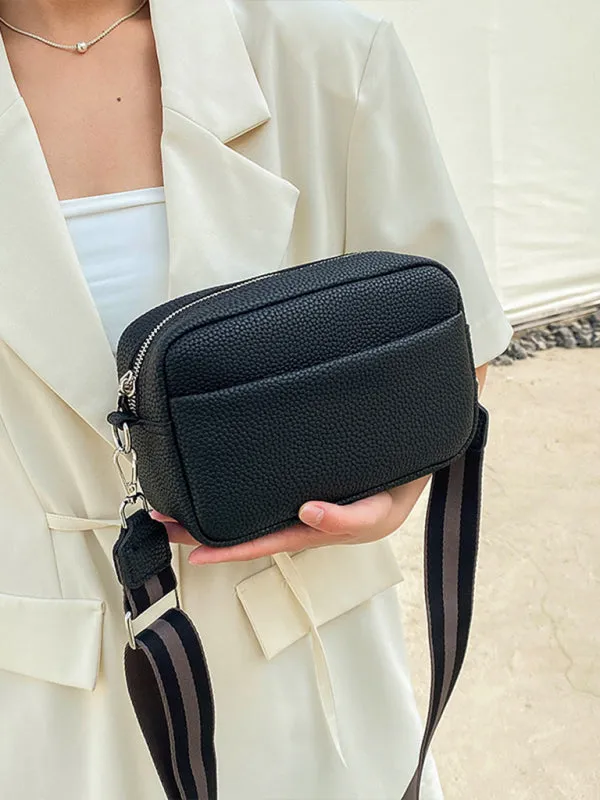 Textured Faux Leather Crossbody Messenger Bag