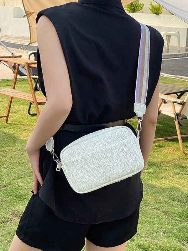 Textured Faux Leather Crossbody Messenger Bag