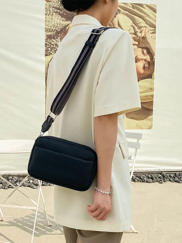 Textured Faux Leather Crossbody Messenger Bag