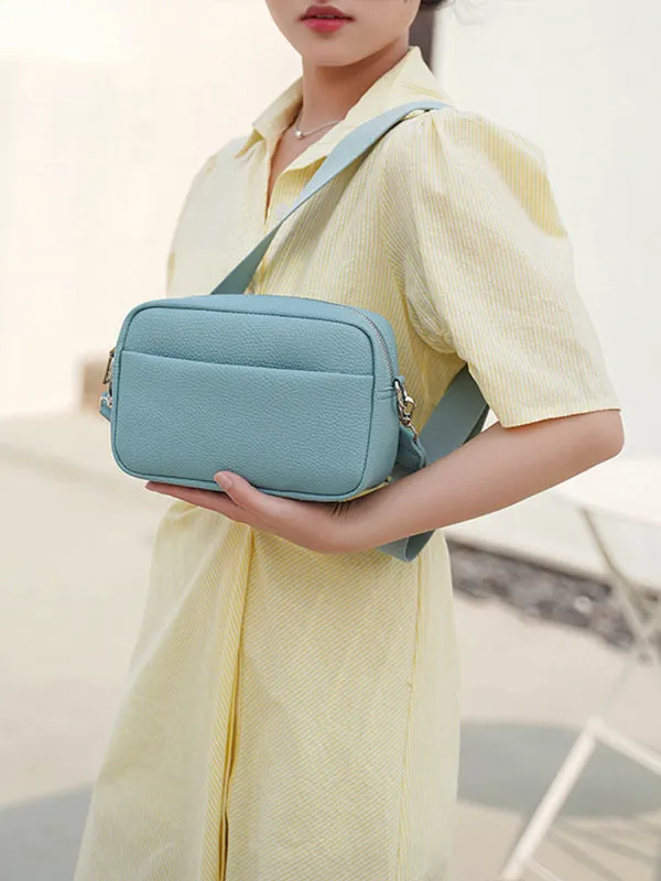 Textured Faux Leather Crossbody Messenger Bag