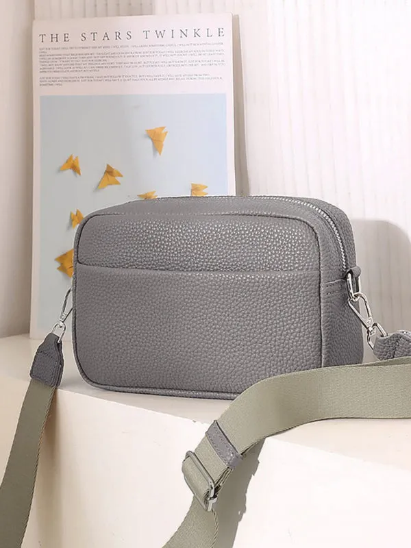 Textured Faux Leather Crossbody Messenger Bag