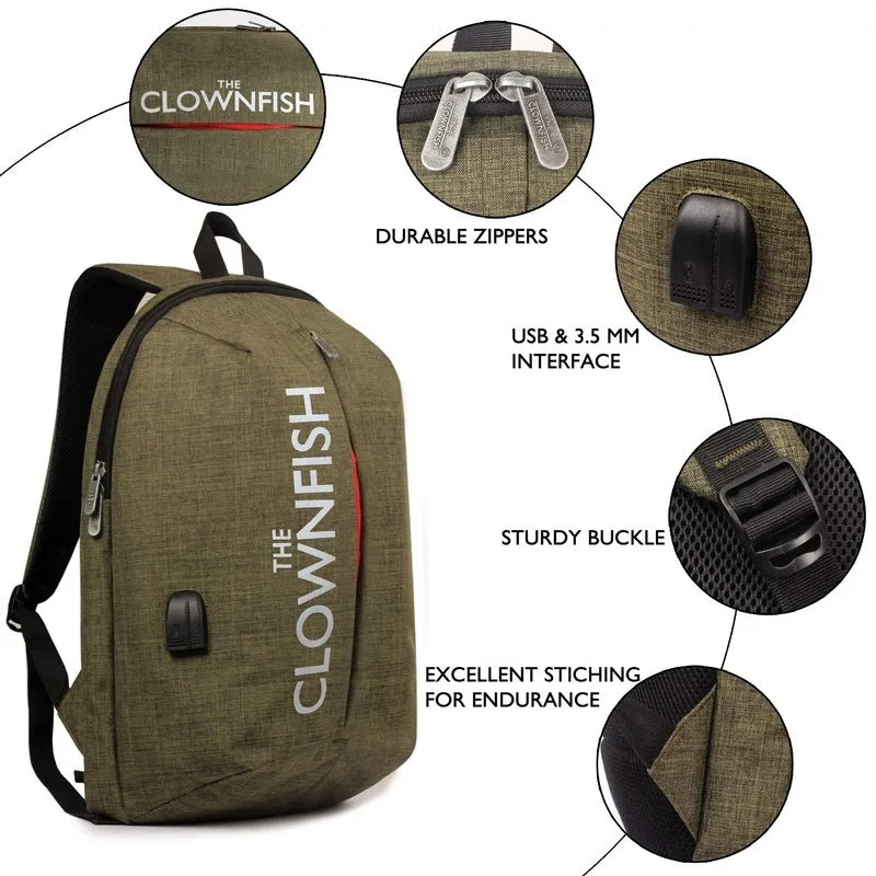 THE CLOWNFISH Echo 25 liters Laptop Backpack for 15.6 Inch Laptops (Forest Green)