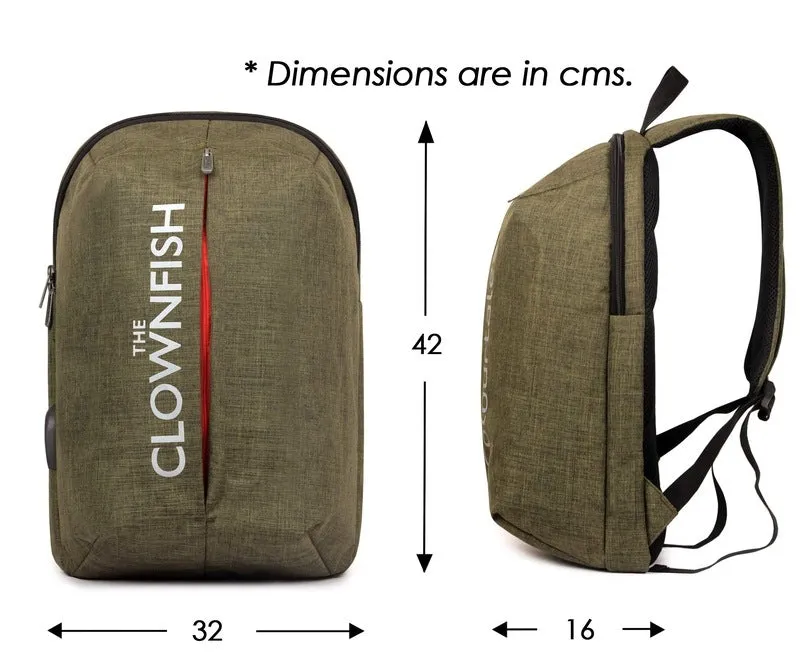 THE CLOWNFISH Echo 25 liters Laptop Backpack for 15.6 Inch Laptops (Forest Green)