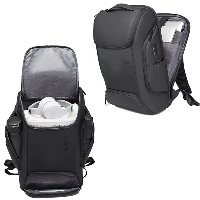THE CLOWNFISH Water Resistant Polyester Anti-Theft Unisex Travel Laptop Backpack With Usb Charging Port (Black), 21 Litres