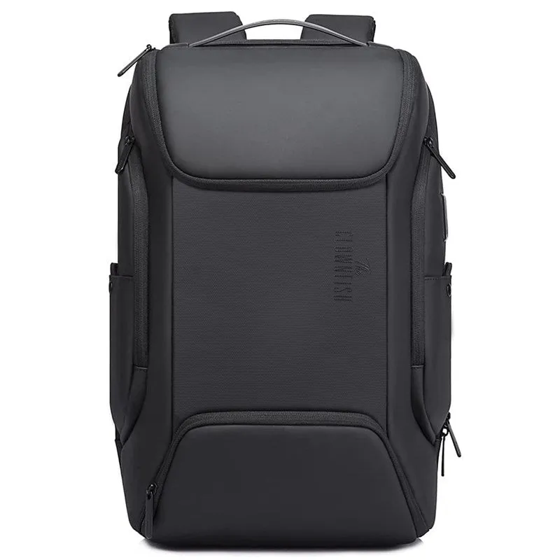 THE CLOWNFISH Water Resistant Polyester Anti-Theft Unisex Travel Laptop Backpack With Usb Charging Port (Black), 21 Litres