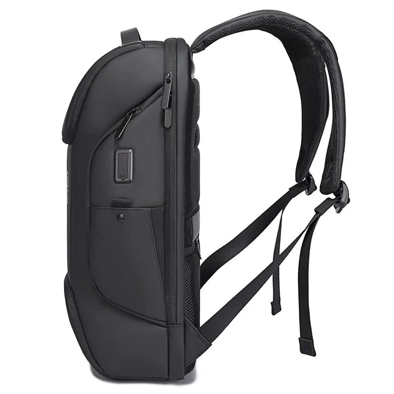 THE CLOWNFISH Water Resistant Polyester Anti-Theft Unisex Travel Laptop Backpack With Usb Charging Port (Black), 21 Litres