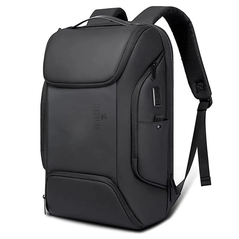 THE CLOWNFISH Water Resistant Polyester Anti-Theft Unisex Travel Laptop Backpack With Usb Charging Port (Black), 21 Litres