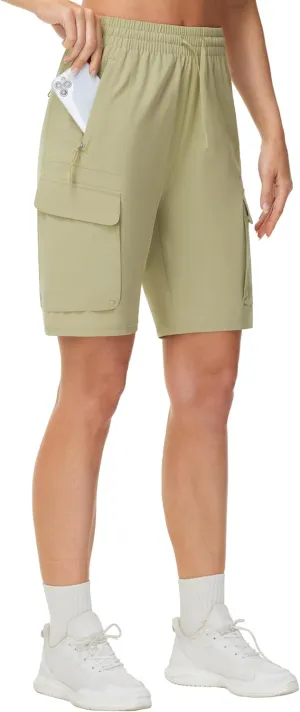 THE GYM PEOPLE Women's Lightweight Quick Dry Golf Hiking Cargo Shorts with Zipper Pockets