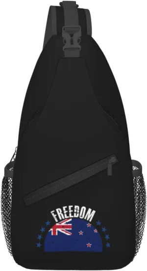 The New Zealand Flag And Freedom Crossbody Bags For Women Men Chest Backpack Gym Shoulder Bag Travel Outdoor Sports Casual Crossbody Bags
