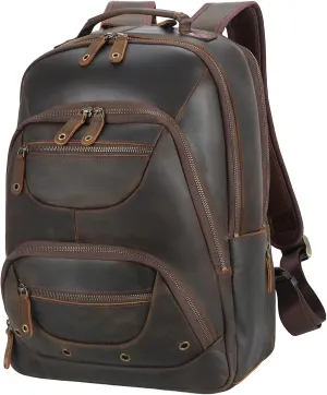 TIDING Vintage Leather Backpack for Men 16" Laptop Bag